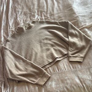 Cozy Cotton Tan Cropped Sweater